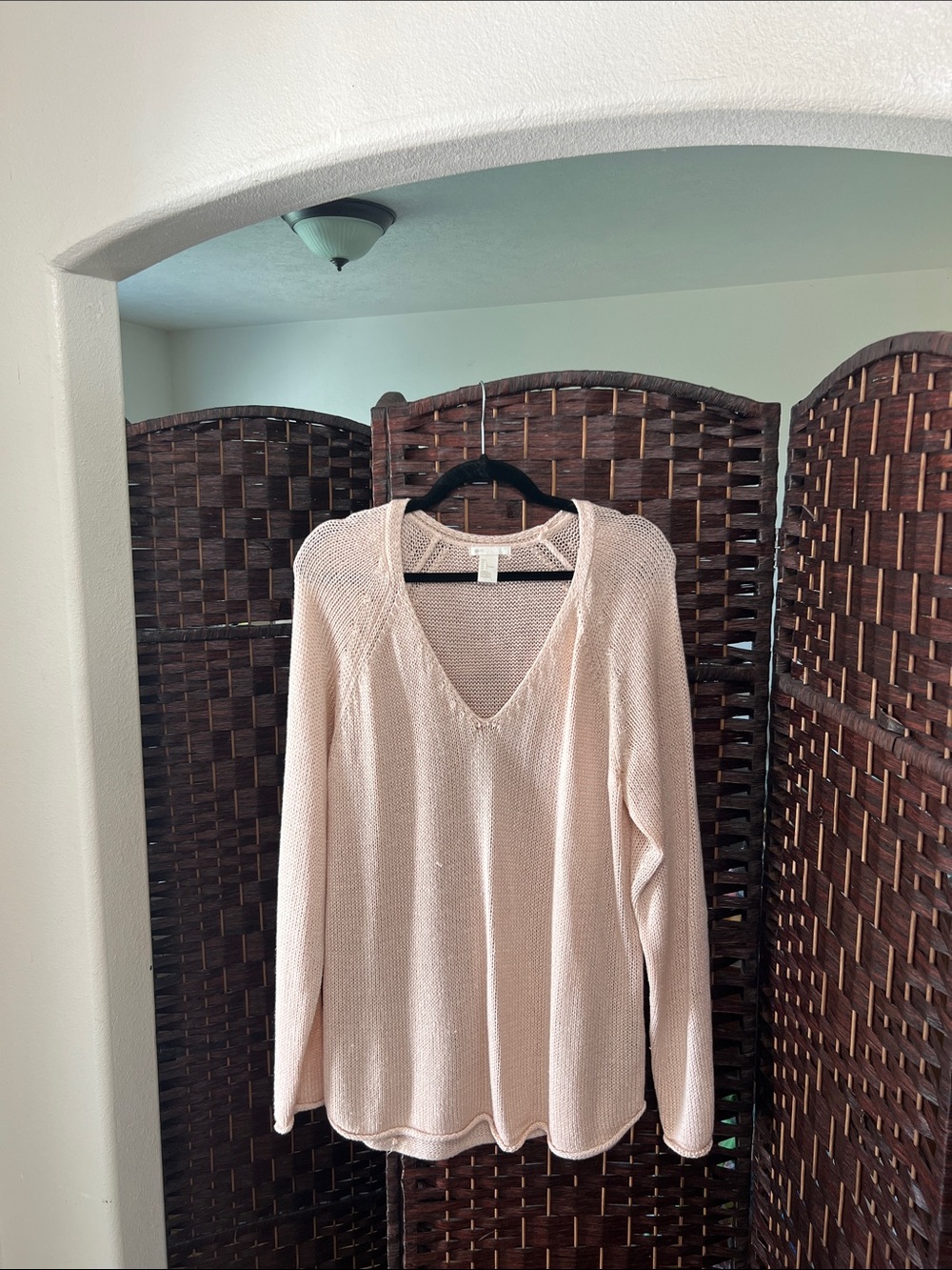 H&M Pale Pink V-Neck Knit Sweater